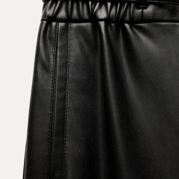Zara - Faux Leather Wide Leg Pants - NWOT - Picture 3 of 5